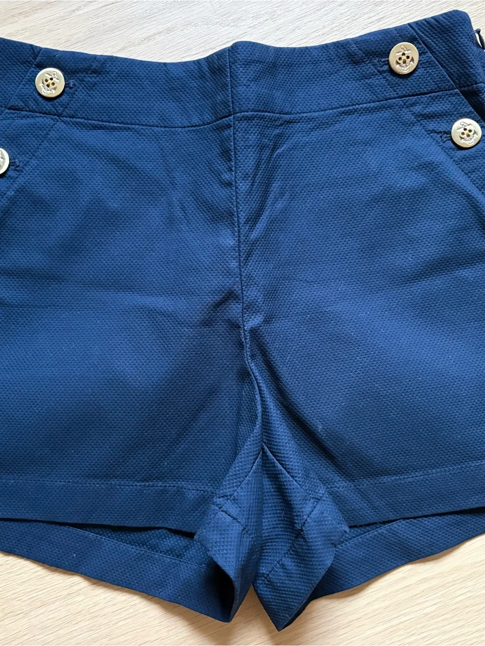 J crew Navy Sailor Shorts with Gold Button Detail